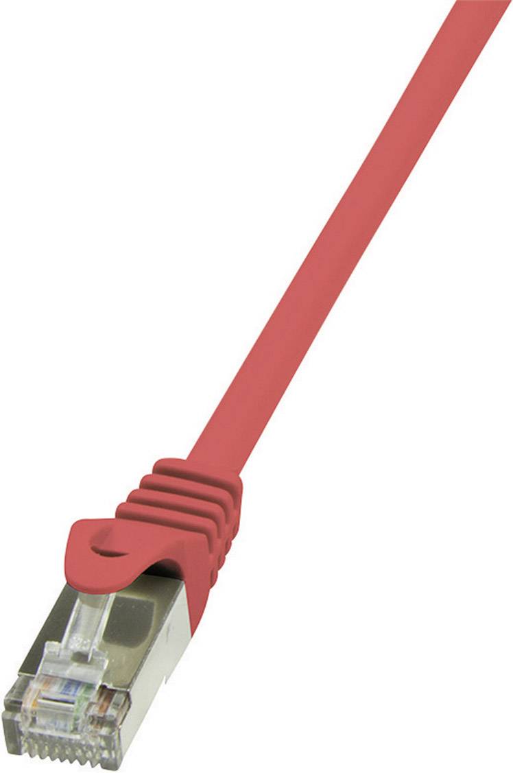 LogiLink CP1054S RJ45 Netzwerkkabel, Patchkabel CAT 5e F/UTP 2.00 m Rot mit Rastnasenschutz