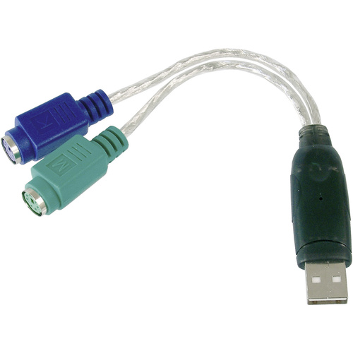 Digitus USB / PS/2 Tastatur/Maus Anschlusskabel [1x USB 2.0 Stecker A - 2x PS/2-Buchse] 10.00cm Transparent