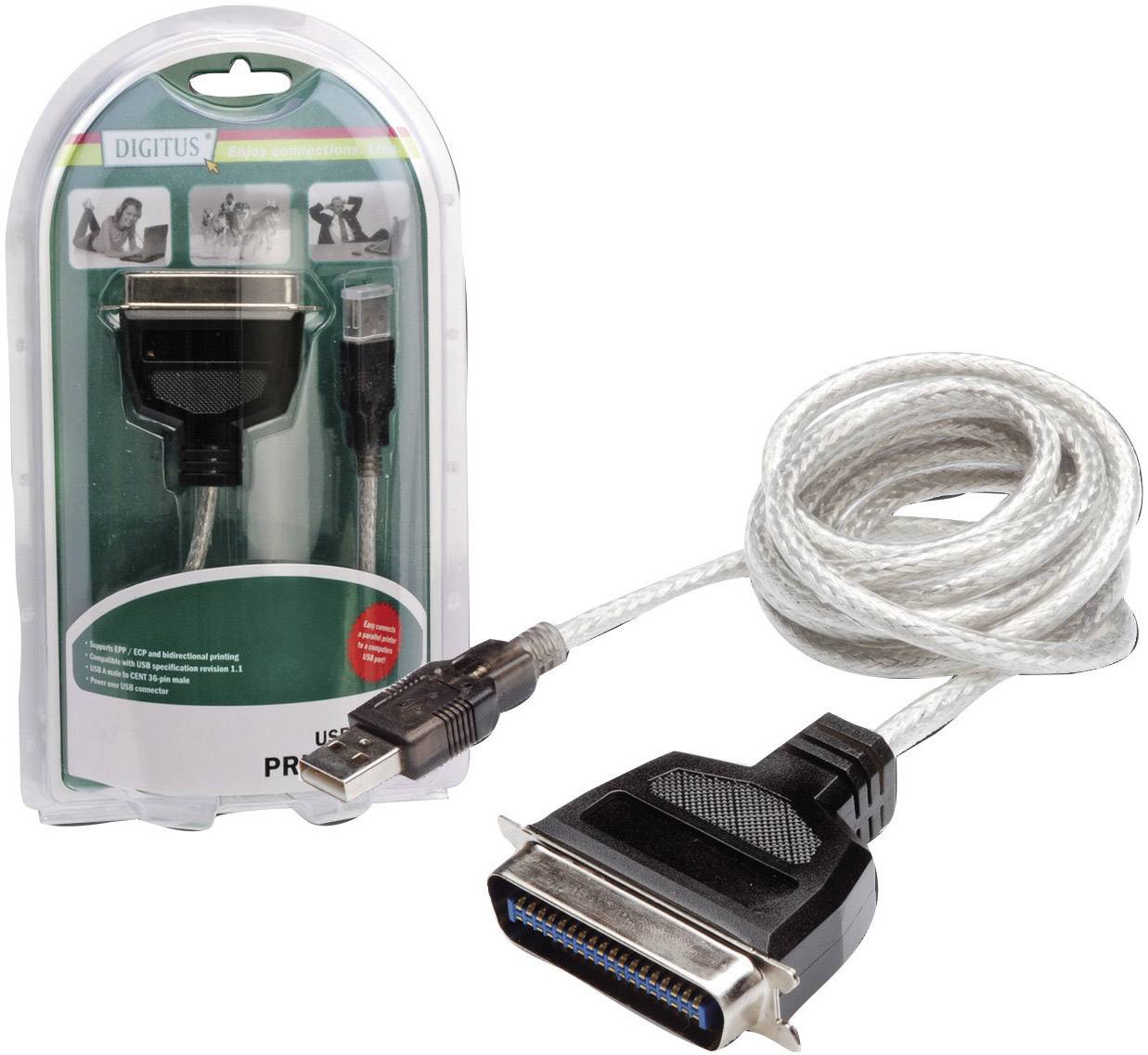 Digitus USB 1.1 Anschlusskabel [1x USB 1.1 Stecker A - 1x Centronics-Stecker]