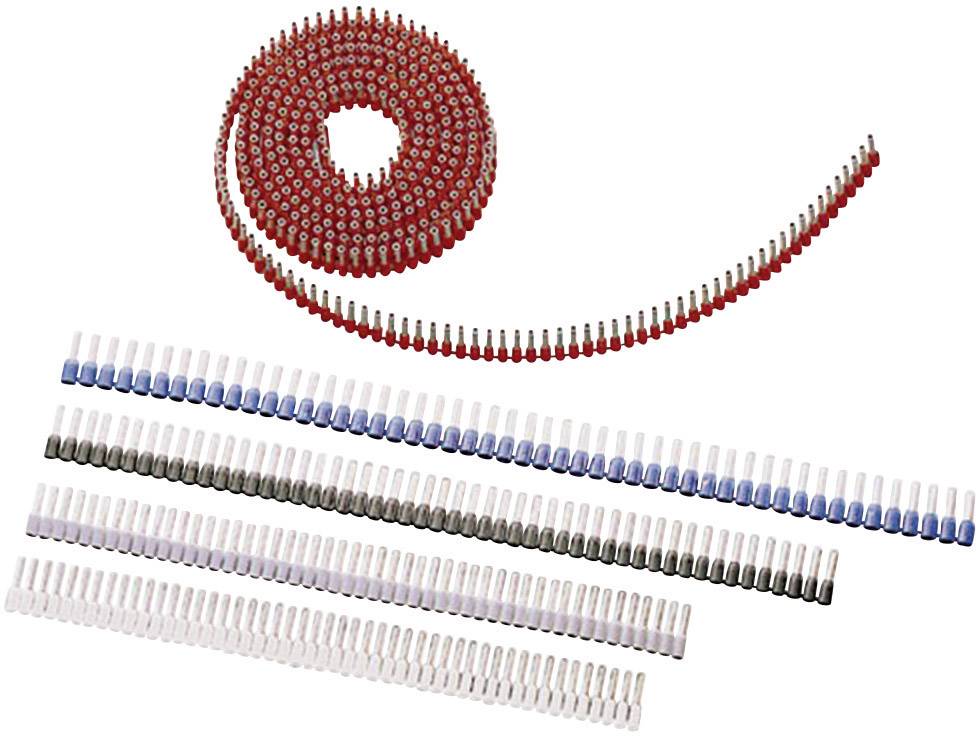 Mehrere Reihen von farbigen Dübelmagazinen in Rot, Blau und Weiß, die für die maschinelle Verarbeitung vorgesehen sind.