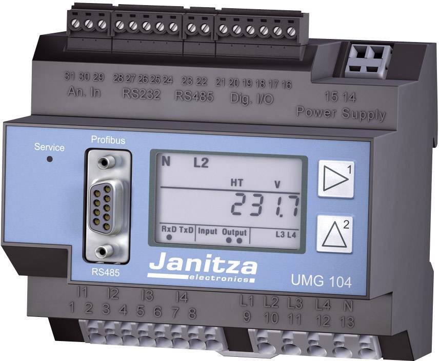 Janitza UMG 104P Netz-Analysegerät 3phasig, 1phasig mit Loggerfunktion