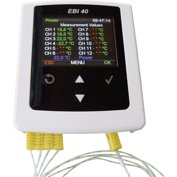 Ebro 1340-6401 EBI 40 TC-02 Temperatur-Datenlogger kalibriert (ISO) Messgröße Temperatur -200 bis 1200°C