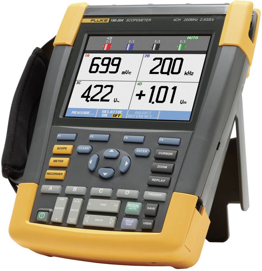 Fluke 190-202 Hand-Oszilloskop 200 MHz 2-Kanal 2.5 GSa/s 10 kpts 8 Bit Digital-Speicher (DSO), Komponententest, Multimeter-Funktionen 1 St.