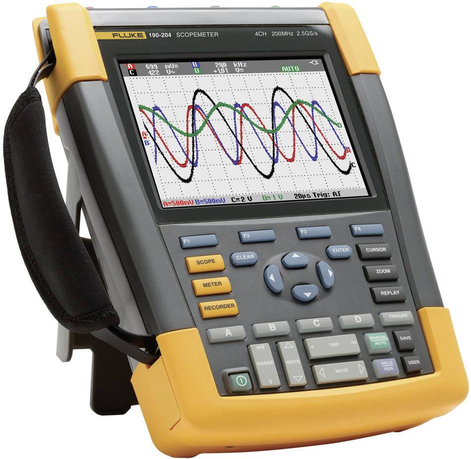Fluke 190-104/EU Hand-Oszilloskop 100 MHz 4-Kanal 1.25 GSa/s 10 kpts 8 Bit Digital-Speicher (DSO), Komponententest, Multimeter-Funktionen 1 St.