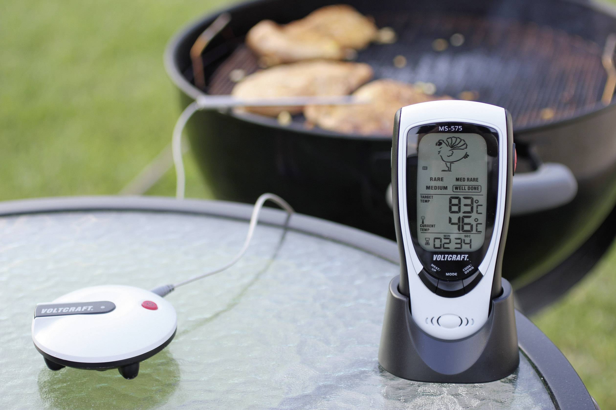 VOLTCRAFT MS-575 Funk-Grillthermometer Einstichthermometer Messbereich Temperatur 0 bis 300°C Funkübertragung