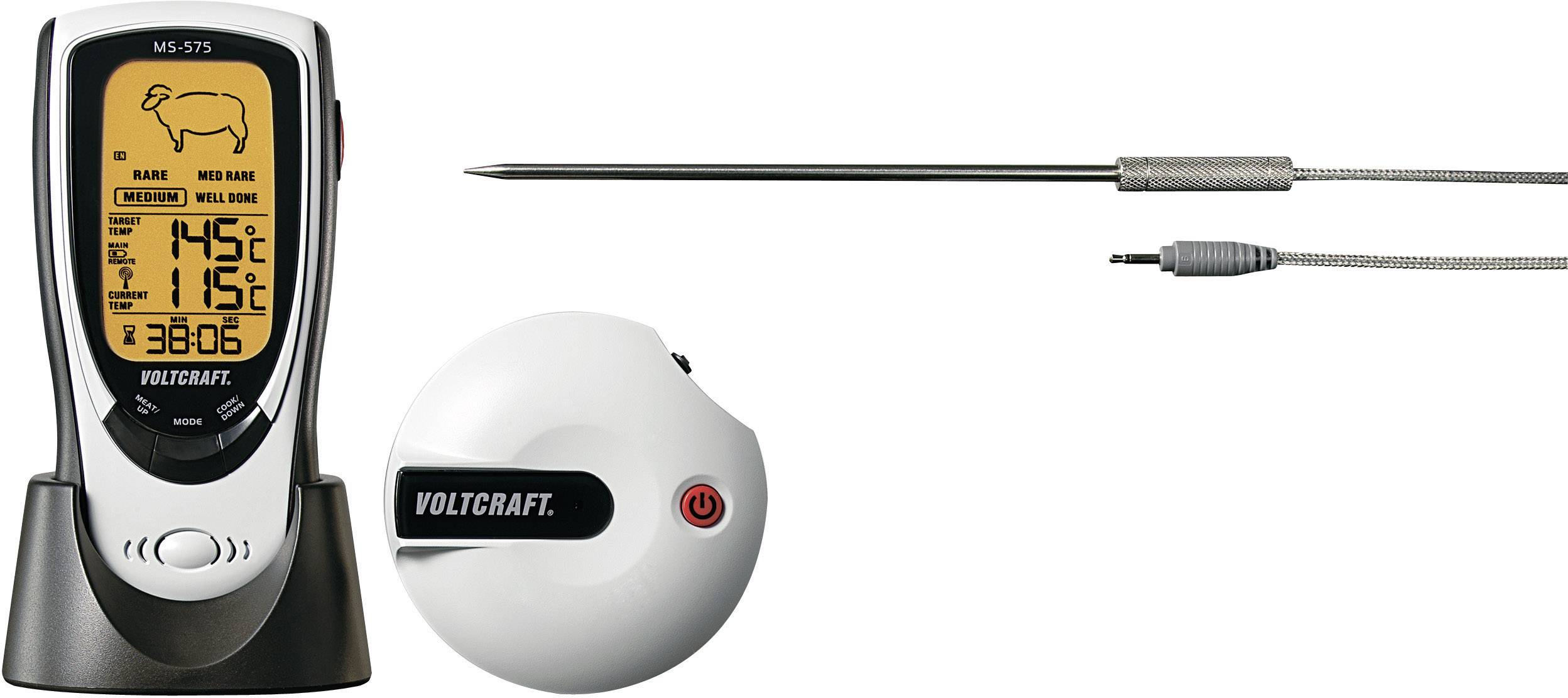 VOLTCRAFT MS-575 Funk-Grillthermometer Einstichthermometer Messbereich Temperatur 0 bis 300°C Funkübertragung