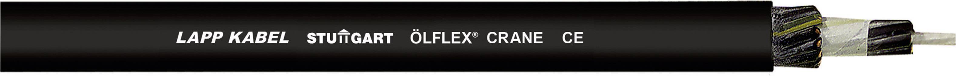 Schwarzes Kabel mit der Aufschrift 'LAPP KABEL STUTTGART ÖLFLEX CRANE 6G'. Kabelstränge sind an einem Ende sichtbar.