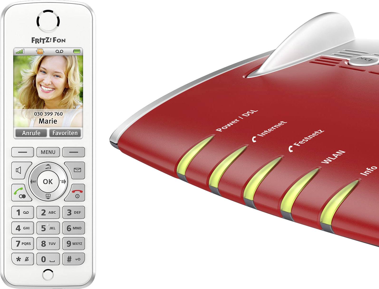 Fritz! FRITZ!Fon C4 Schnurloses Telefon VoIP Freisprechen, Headsetanschluss Farbdisplay Weiß, Silber