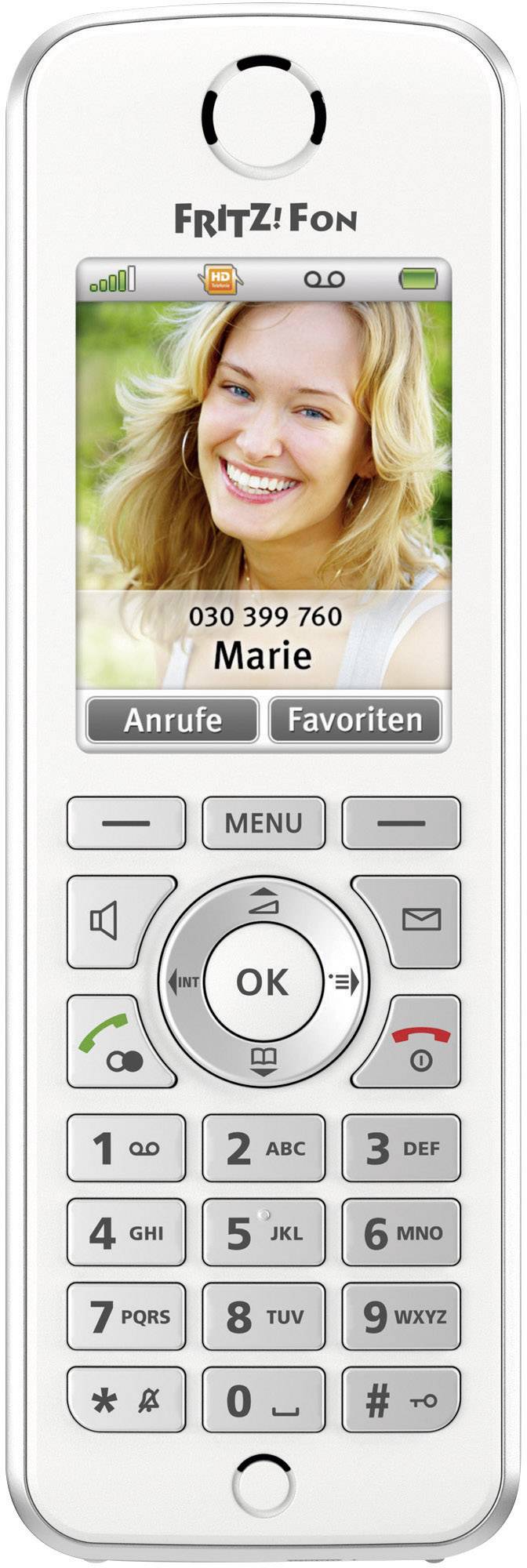 Fritz! FRITZ!Fon C4 Schnurloses Telefon VoIP Freisprechen, Headsetanschluss Farbdisplay Weiß, Silber