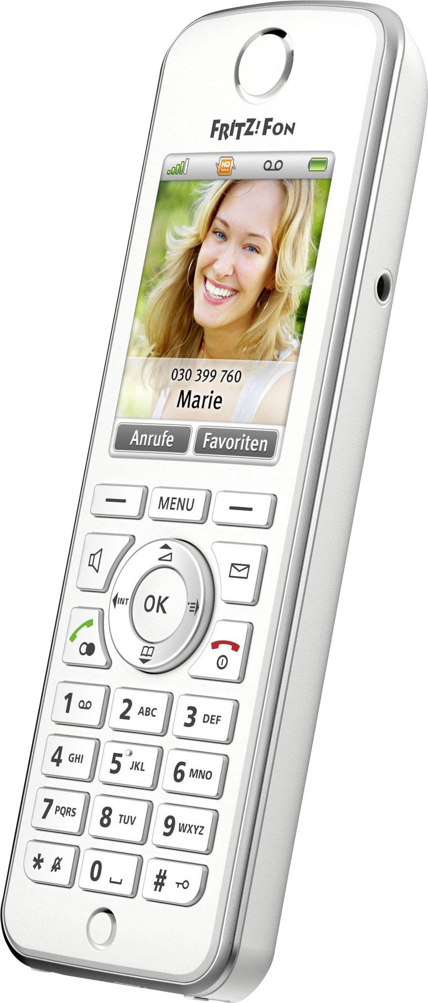 AVM FRITZ!Fon C4 Schnurloses Telefon VoIP Freisprechen, Headsetanschluss Farbdisplay Weiß, Silber