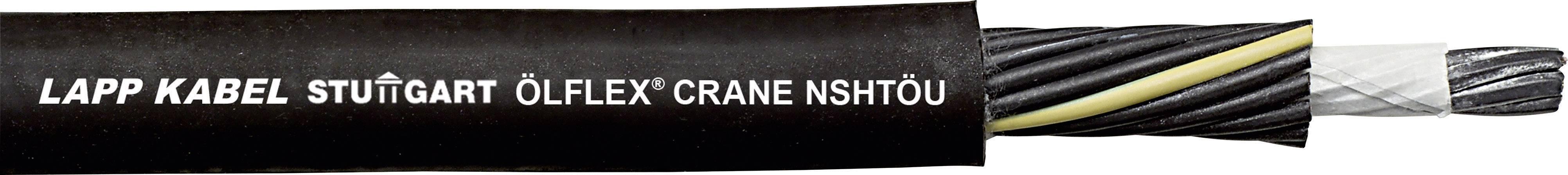 Kabel mit schwarzem Außenmantel und der Aufschrift 'Lapp Kabel Stuttgart Ölflex Crane NSHTÖU', anschaulich abisoliert gezeigt.