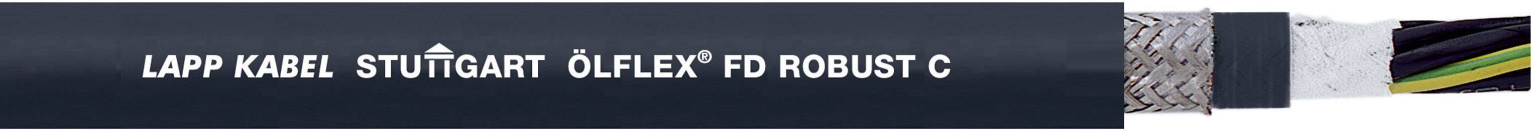 'ÖLFLEX FD ROBUST C' Kabel mit robustem Mantel, geeignet für bewegliche industrielle Anwendungen. Gezeigt ist ein durchschnittenes Kabel.