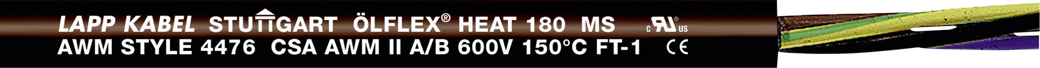 Text auf Kabel: 'LAPP KABEL STUTTGART OLFLEX HEAT 180 MS - R'. Kabel mit mehrfarbigen Drähten, geeignet für hohe Temperaturen.