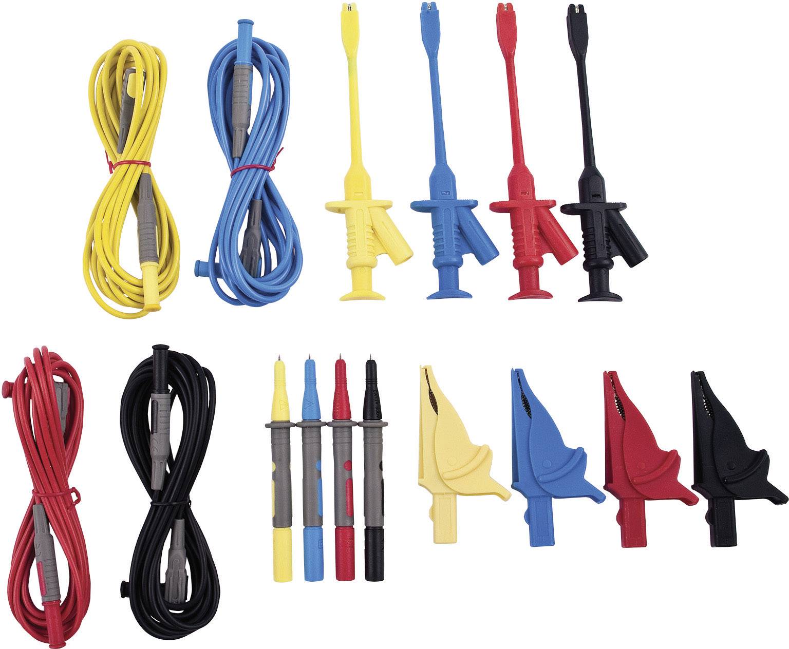 Extech PQ1000 Sicherheits-Messleitungs-Set Lamellenstecker 4mm Lamellenstecker 4mm 3.00m Schwarz, Rot, Blau, Gelb 1St.