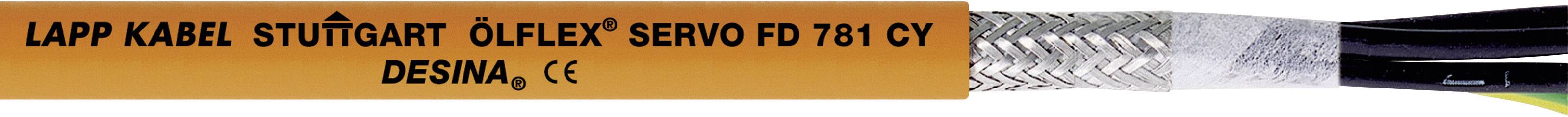 Ein orangefarbenes Kabel mit der Aufschrift 'Lapp Kabel Stuttgart Ölflex Servo FD 781 CY Desina, CE'.