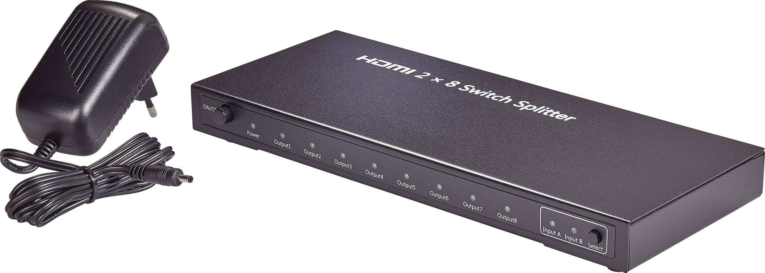 SpeaKa Professional  8x2 Port HDMI-Matrix-Splitter 3D-Wiedergabe möglich 1920 x 1080 Pixel Schwarz