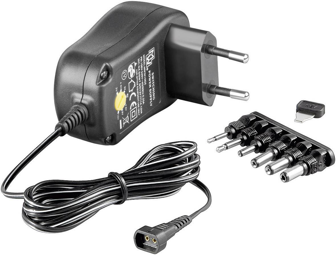 Goobay 67951 Steckernetzteil, einstellbar 3 V/DC, 4.5 V/DC, 5 V/DC, 6 V/DC, 7.5 V/DC, 9 V/DC, 12 V/DC 1000 mA 12 W