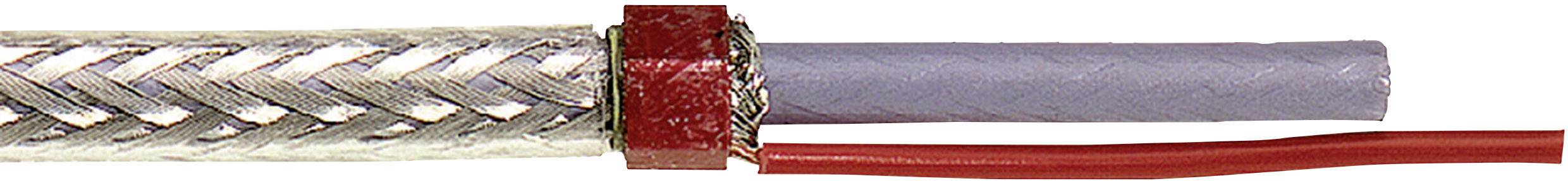 Ein elektrisches Kabel mit metallischer Ummantelung und roter Isolation, geeignet für den Einsatz in Heizsystemen.