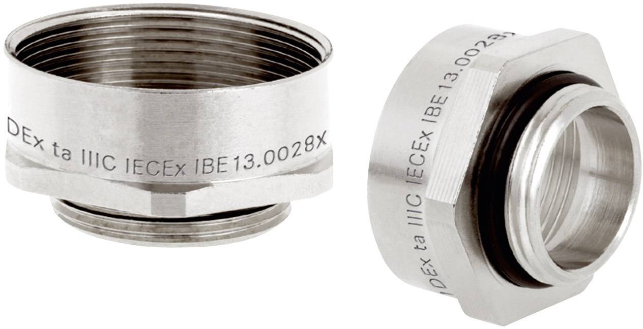 Zwei metallische Kabelverschraubungen mit Sicherheits-Zertifizierungstext 'DEx ta IIIC IECEx IBE13.0028X' auf der Oberfläche.