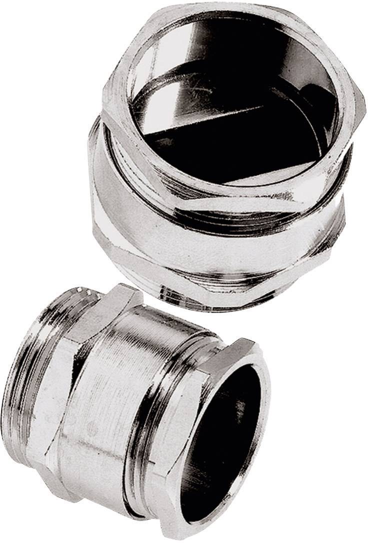 Zwei metallische Kabelverschraubungen, die zur Befestigung und Abdichtung von Kabeln in elektrischen Gehäusen verwendet werden.