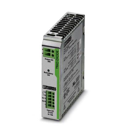 Industrie-Diodenmodul mit grünem und silbernem Gehäuse, beschreibt technische Spezifikationen. 사용전압 und Stromstärke sind angegeben.