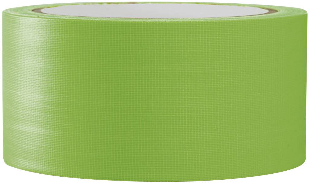 Grünes Klebeband in Rollenform auf weißem Hintergrund; dient zum Befestigen und Abdichten.