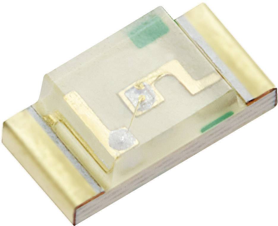 Eine kleine elektronische Komponente mit einer rechteckigen Form, goldenen Kontakten und einem sichtbaren Schaltkreis in der Mitte.