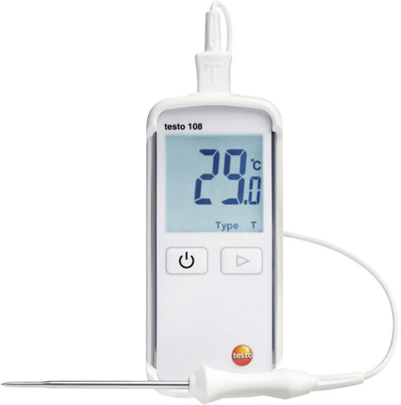 Ein digitales Thermometer zeigt die Temperatur von 29°C an. Es hat eine lange Messnadel und ist für genaue Temperaturmessungen geeignet.