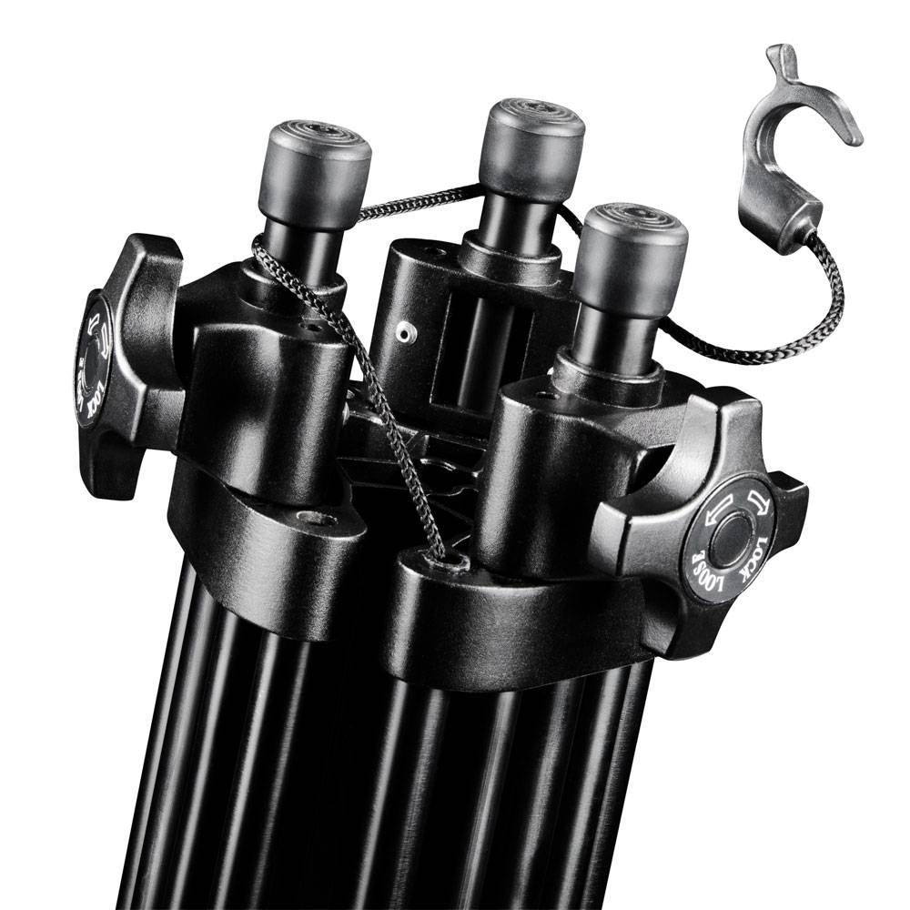 Mantona Dolomit 1300 Dreibeinstativ 1/4 Zoll, 3/8 Zoll Arbeitshöhe=83 - 188 cm Schwarz