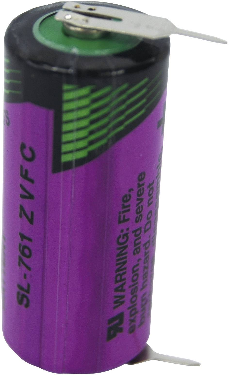 Lila Batterie mit Metalllaschen und Warnhinweis 'Fire, explosion, and severe burn hazard. Do not short-circuit, recharge, crush, disassemble, heat above 100°C, incinerate, or expose contents to water.'