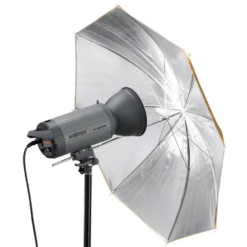 Walimex Pro 2in1 gold/silber Reflexschirm (Ø) 84cm 1St. Walimex Pro 2in1 gold/silber Reflexschirm (Ø) 84cm 1St.