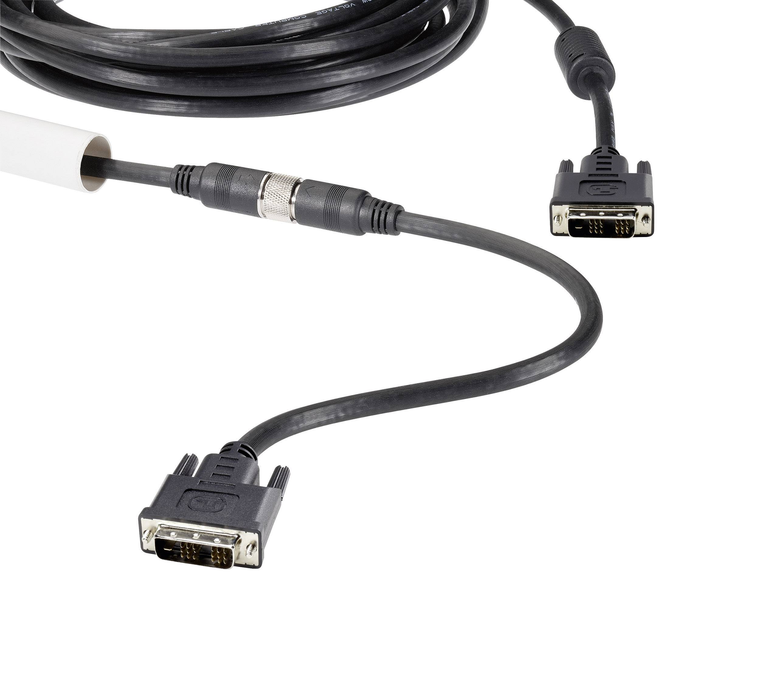 Renkforce DVI Anschlusskabel DVI-D 18+1pol. Stecker, DVI-D 18+1pol. Stecker 15.00 m Schwarz RF-3211062 für Leerrohr-Montage, mit Ferritkern