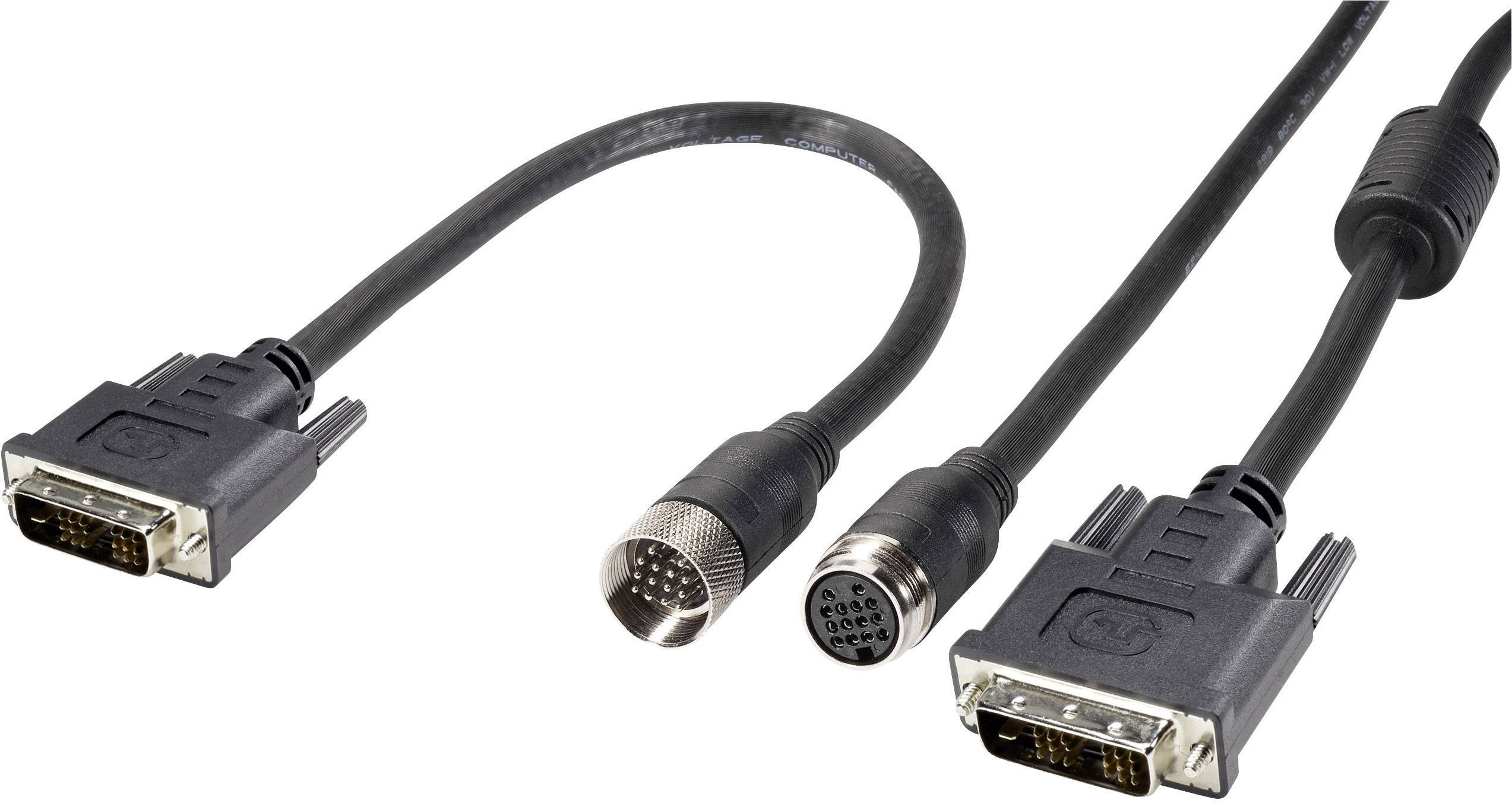 Renkforce DVI Anschlusskabel DVI-D 18+1pol. Stecker, DVI-D 18+1pol. Stecker 15.00 m Schwarz RF-3211062 für Leerrohr-Montage, mit Ferritkern