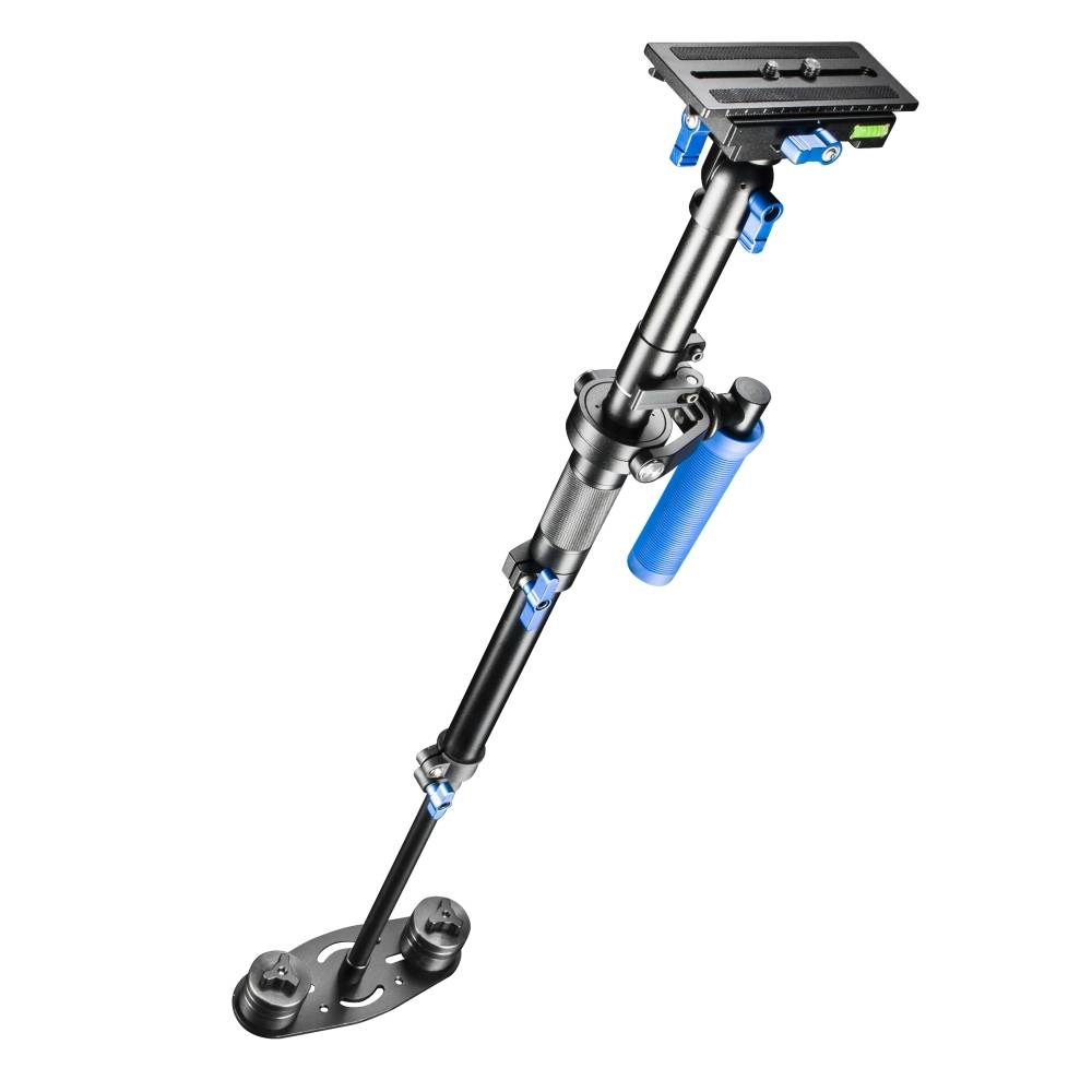 Walimex Pro Schwebestativ StabyPod M 80cm Gimbal mechanisch 1/4 Zoll Schwarz, Blau inkl. Tasche