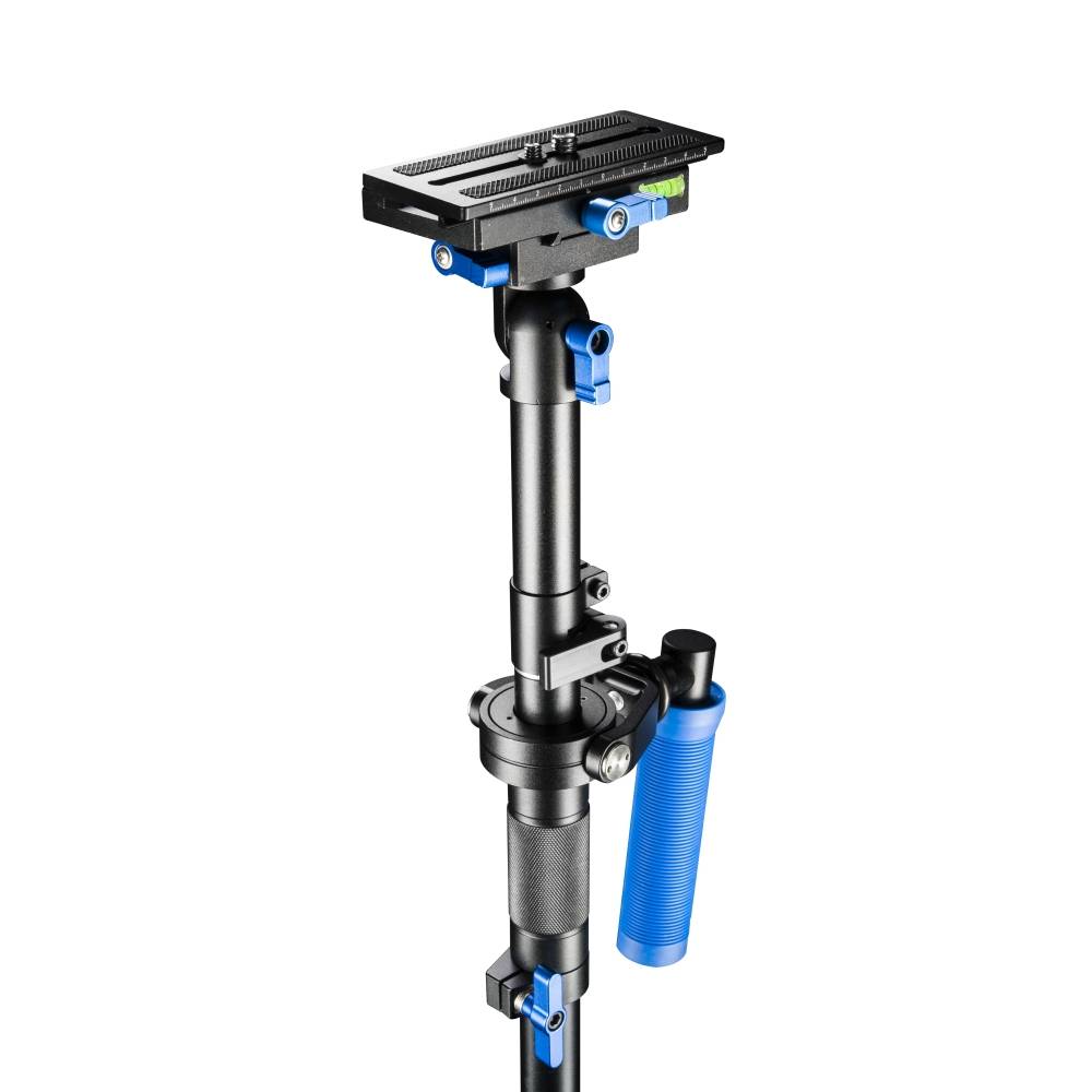 Walimex Pro Schwebestativ StabyPod M 80cm Gimbal mechanisch 1/4 Zoll Schwarz, Blau inkl. Tasche