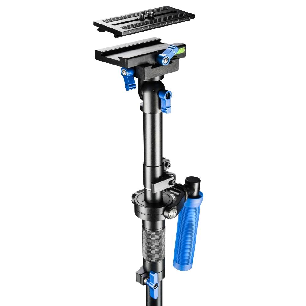 Walimex Pro Schwebestativ StabyPod M 80cm Gimbal mechanisch 1/4 Zoll Schwarz, Blau inkl. Tasche