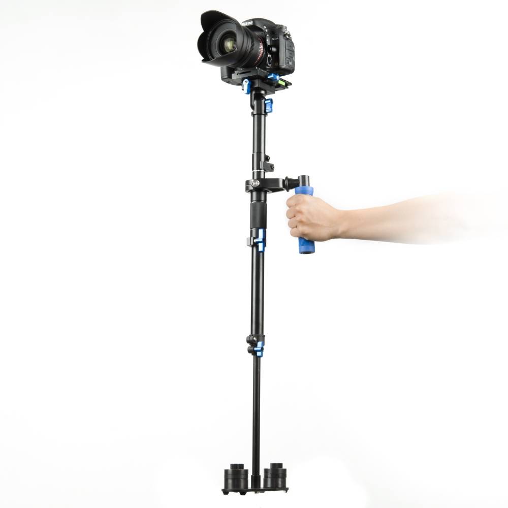 Walimex Pro Schwebestativ StabyPod M 80cm Gimbal mechanisch 1/4 Zoll Schwarz, Blau inkl. Tasche