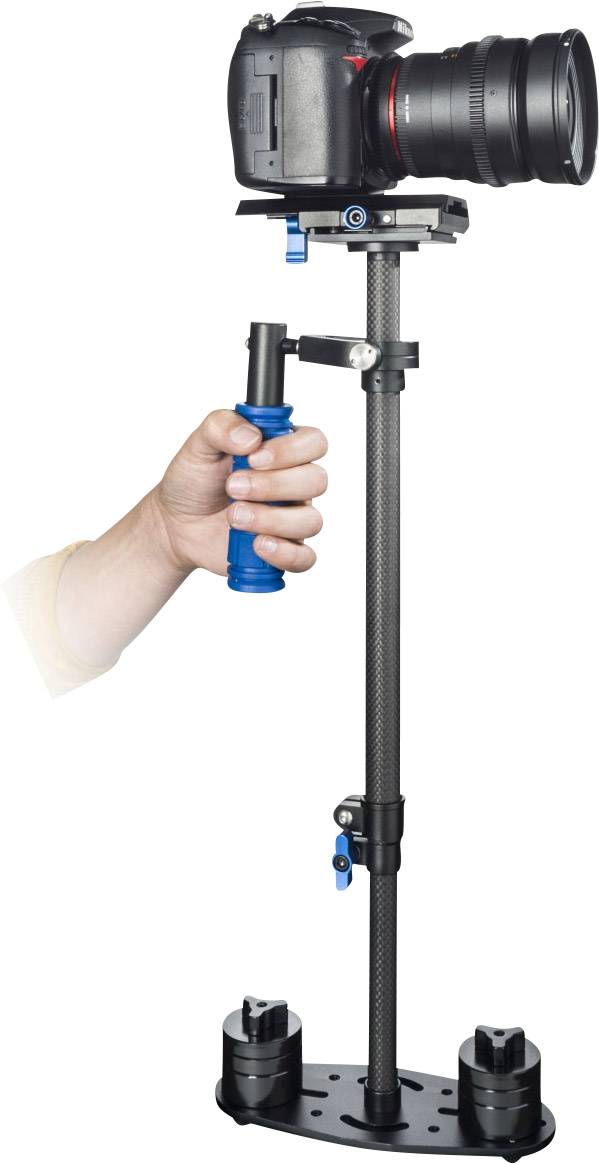 Walimex Pro Schwebestativ StabyPod S 60cm Gimbal mechanisch 1/4 Zoll Schwarz, Blau inkl. Tasche Belastbar bis 3.5 kg