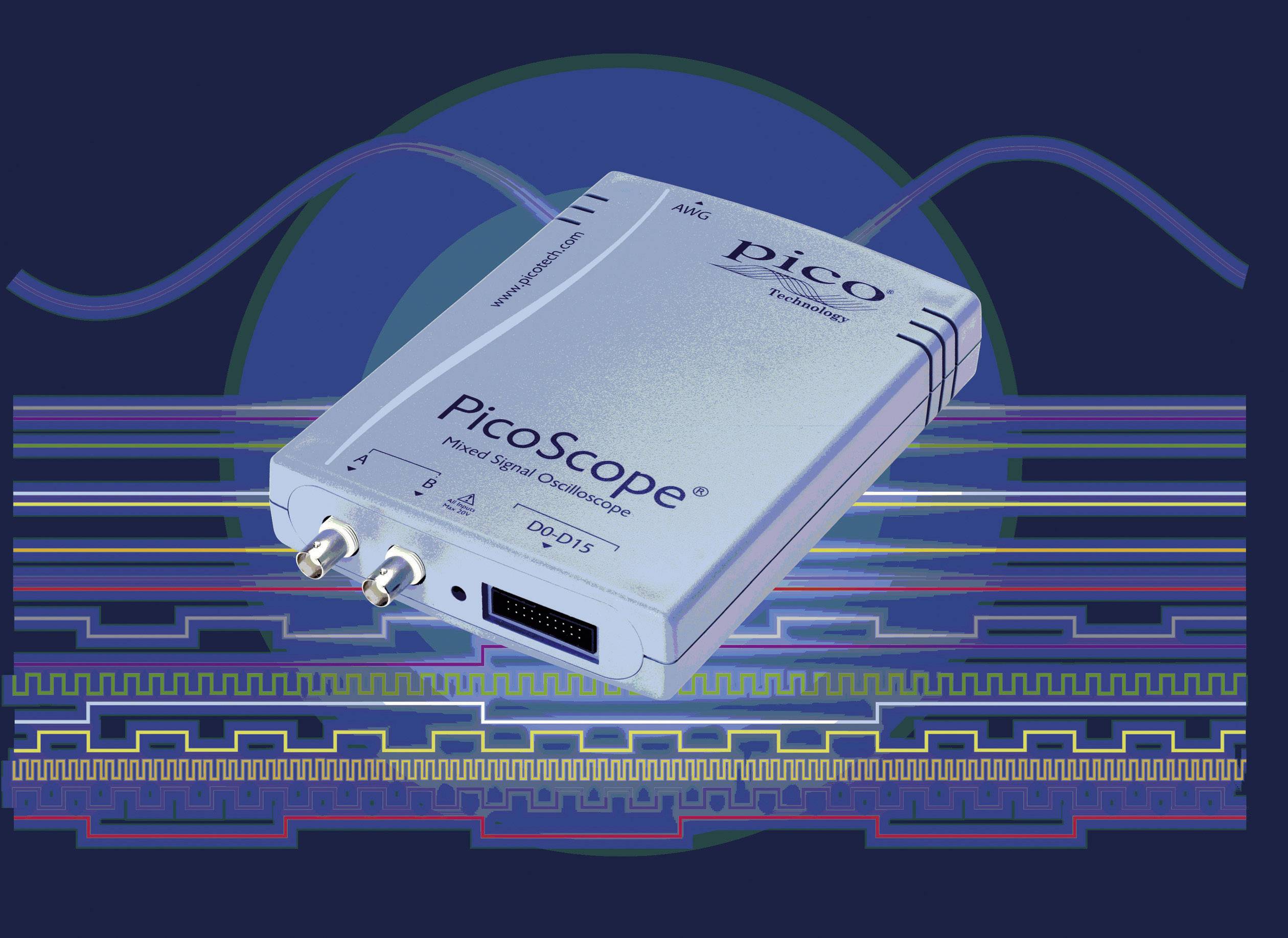 pico cope® 2205 MSO USB-Oszilloskop und Logik-Analyser, -Kanal Oszilloskop-Vorsatz, USB-Scope
