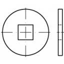 Technische Zeichnung eines Zylinders mit kreisförmiger und quadratischer Ansicht, Vorder- und Seitenansicht sind sichtbar.