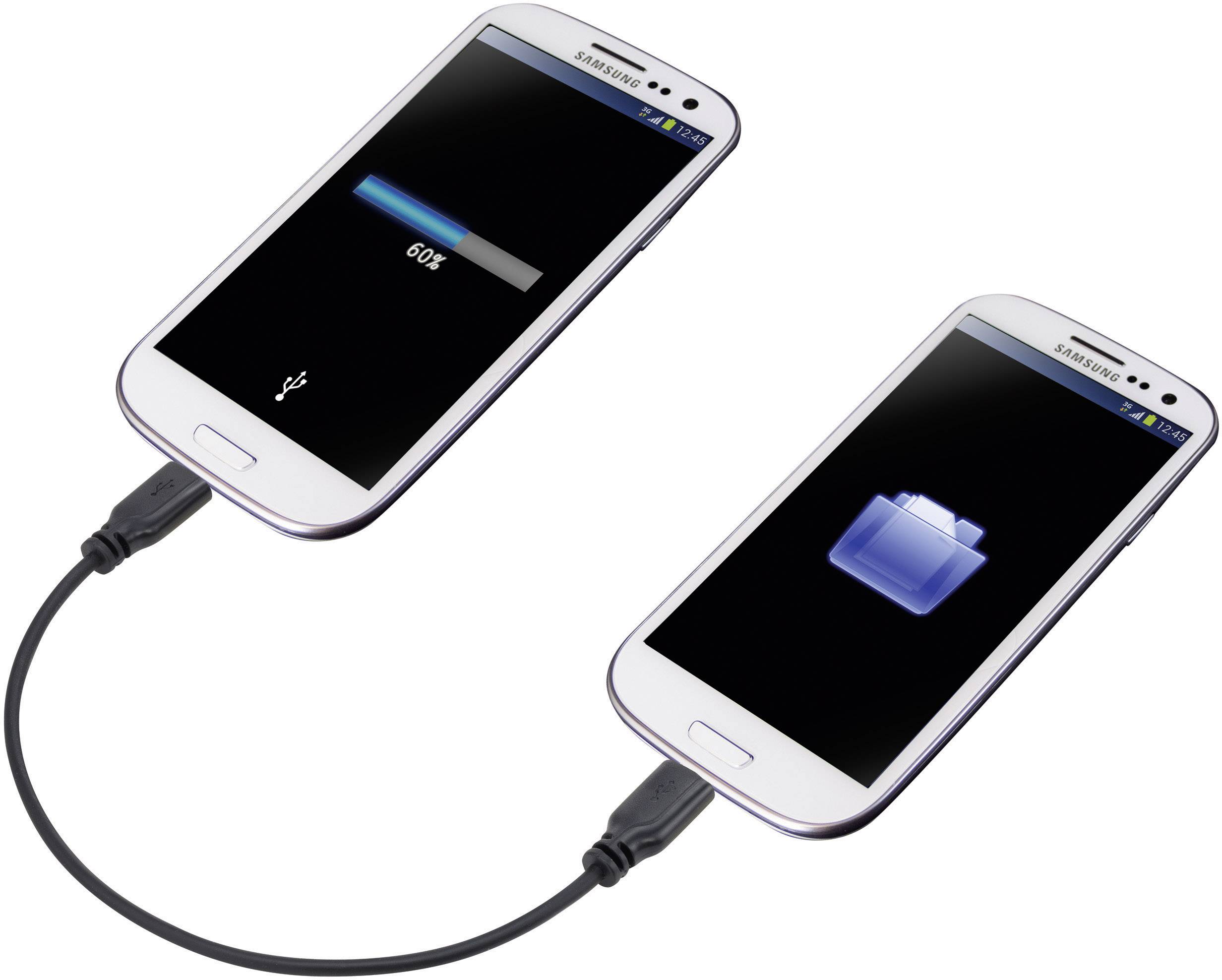 Renkforce USB-Kabel USB 2.0 USB-Micro-B Stecker, USB-Micro-B Stecker 0.15m Schwarz mit OTG-Funktion, SuperSoft-Ummantelung