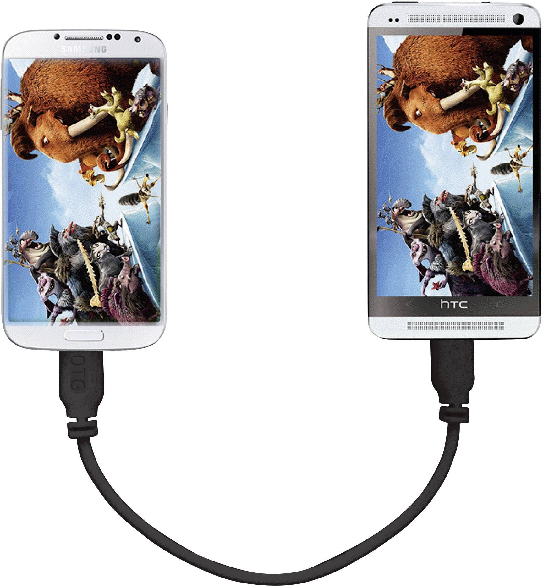 Renkforce USB-Kabel USB 2.0 USB-Micro-B Stecker, USB-Micro-B Stecker 0.15 m Schwarz mit OTG-Funktion, SuperSoft-Ummantelung RF-4079670