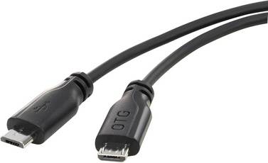 Renkforce USB-Kabel USB 2.0 USB-Micro-B Stecker, USB-Micro-B Stecker 0.15 m Schwarz mit OTG-Funktion, SuperSoft-Ummantelung RF-4079670