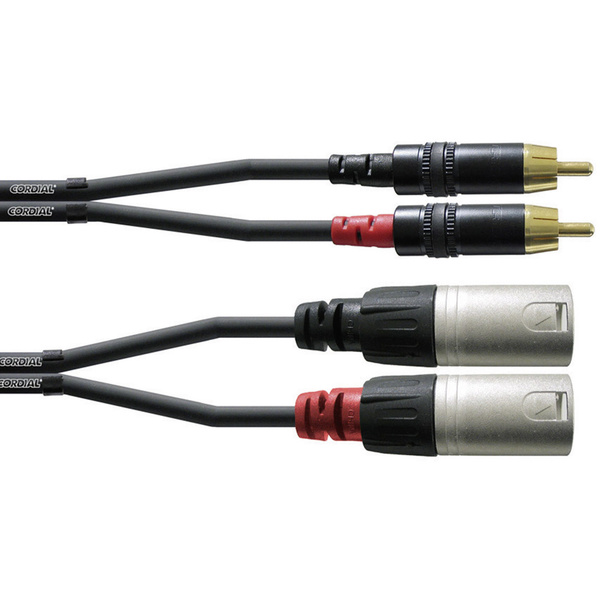 Cordial CFU 3 MC Audio Adapterkabel [2x XLR-Stecker - 2x Cinch-Stecker] 3.00m Schwarz