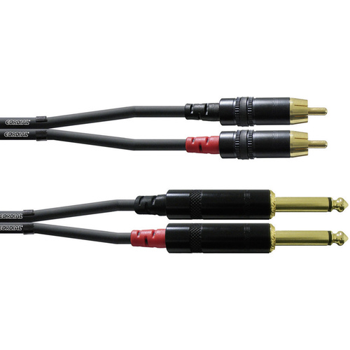 Cordial CFU1,5PC Audio Adapterkabel [2x Klinkenstecker 6.35mm - 2x Cinch-Stecker] 1.50m Schwarz