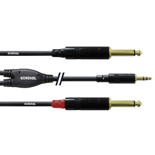 Cordial CFY1,5WPP Audio Adapterkabel [1x Klinkenstecker 3.5mm - 2x Klinkenstecker 6.35 mm] 1.50m Schwarz