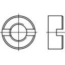 Technische Zeichnung: Eine runde Scheibe mit zwei parallelen Schnitten und einer Seitenansicht daneben.