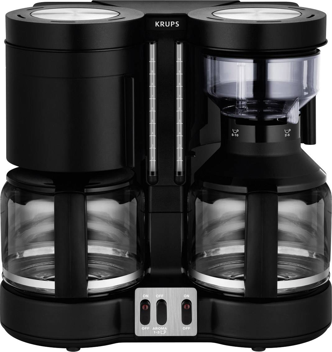 Krups Duothek Plus Doppel-Kaffeemaschine Schwarz Fassungsvermögen Tassen=20 Warmhaltefunktion, Glaskanne