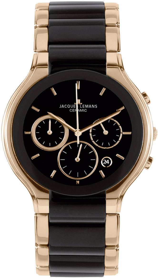 Jacques Lemans Quarz Armbanduhr 1-1580C (Ø x H) 41 mm x 10 mm Schwarz Gehäusematerial=Edelstahl Material (Armband)=Keramik