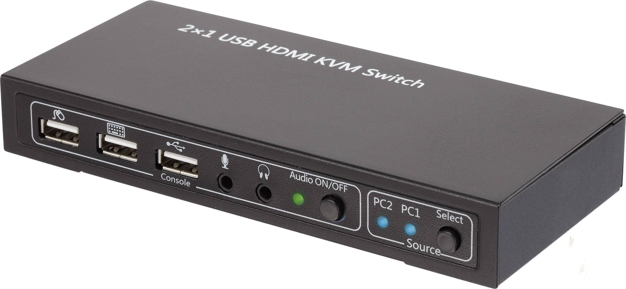 SpeaKa Professional 2 Port KVM-Umschalter HDMI USB 1920 x 1080 Pixel, 3840 x 2160 Pixel